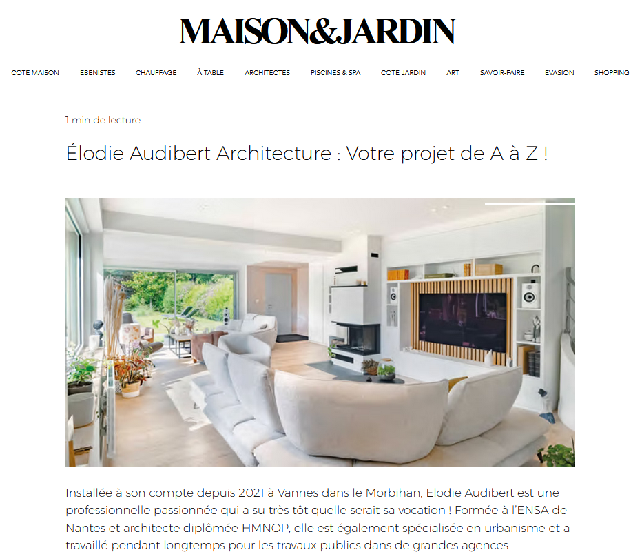 Élodie Audibert Architecture mise à l’honneur dans Maison & Jardin !